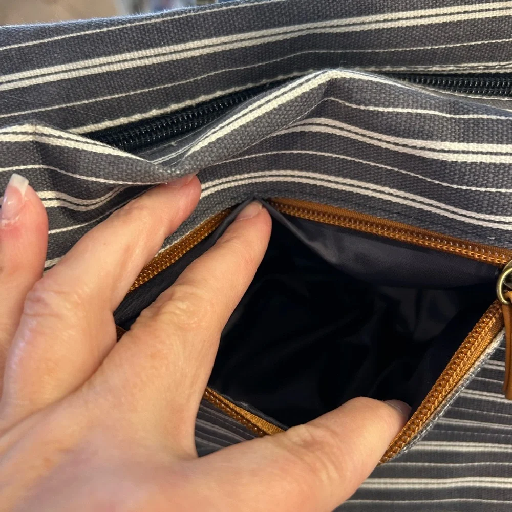DSW J.M. Wetcher Blue Striped Weekender Duffel Bag